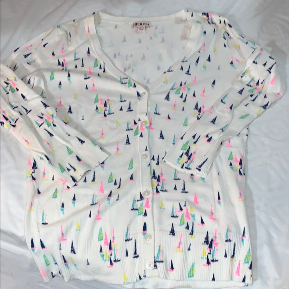 Women’s XS Merona V-Neck Sail Boat Button Down